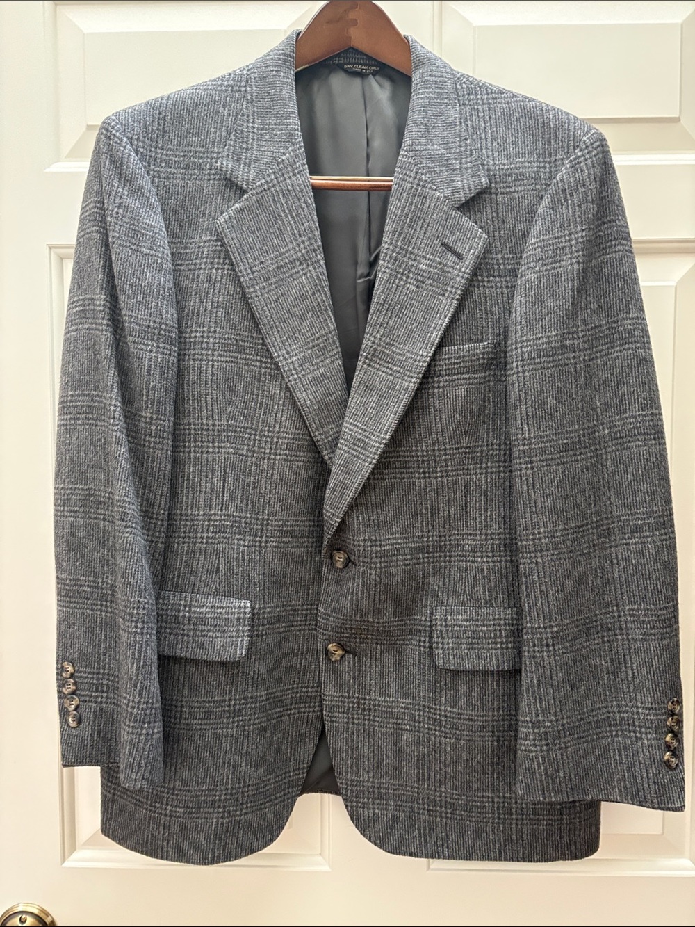 bill blass Gray Glen Plaid Camel Hair Sport Coat Sportcoat Blazer 42S Vintage